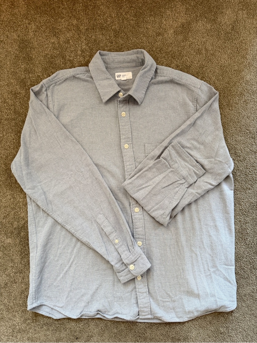 Gap 100% Cotton Flannel Light Blue Long-Sleeve Button-Up Shirt